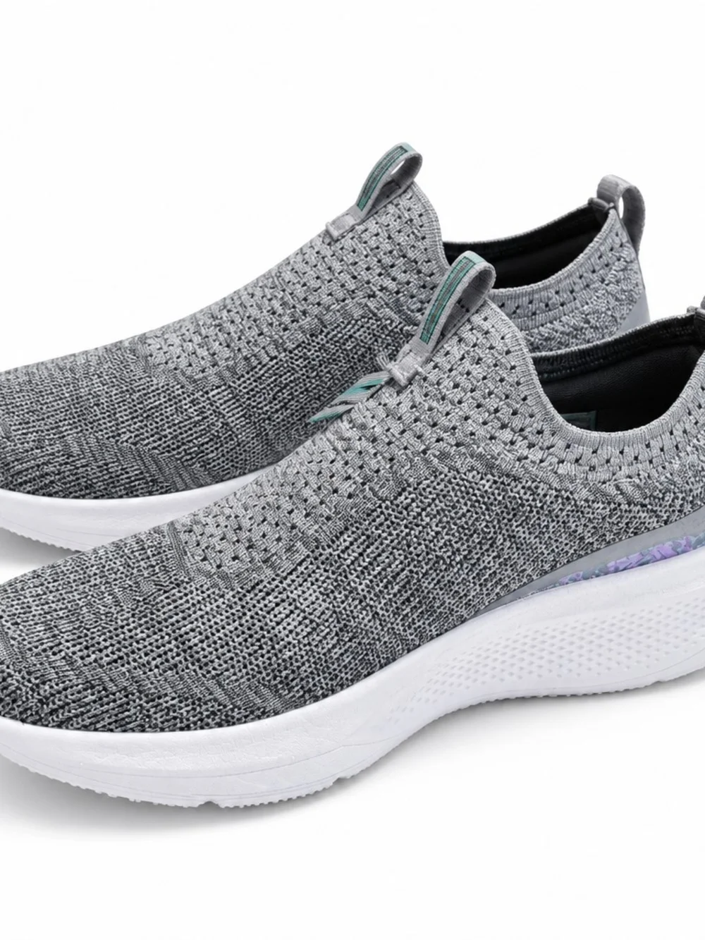 Skechers Performance Grey Teal Knit Slip On Walking Sneakers Women's Size 8